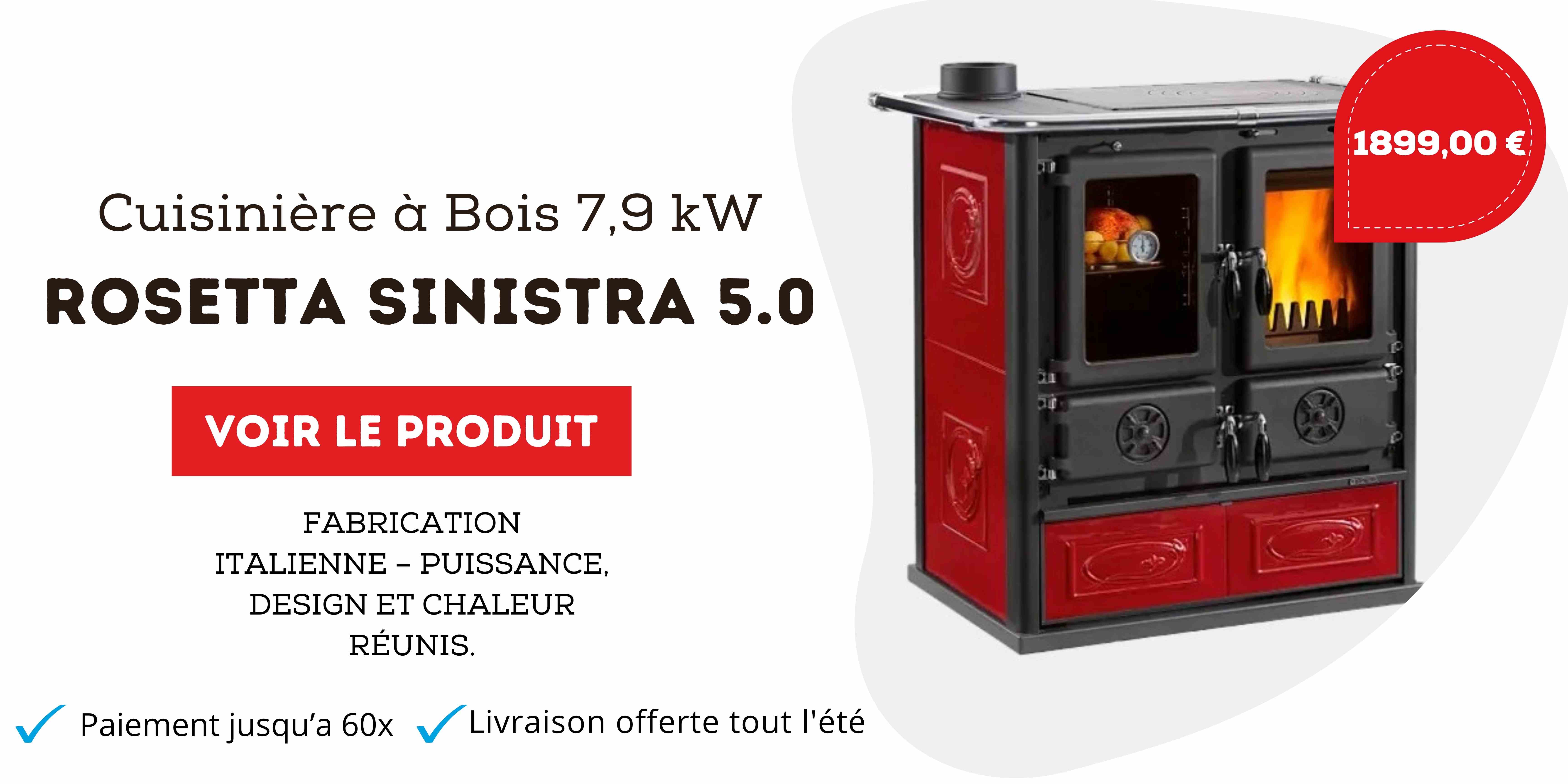 cuisiniere a bois rouge puissante pas cher